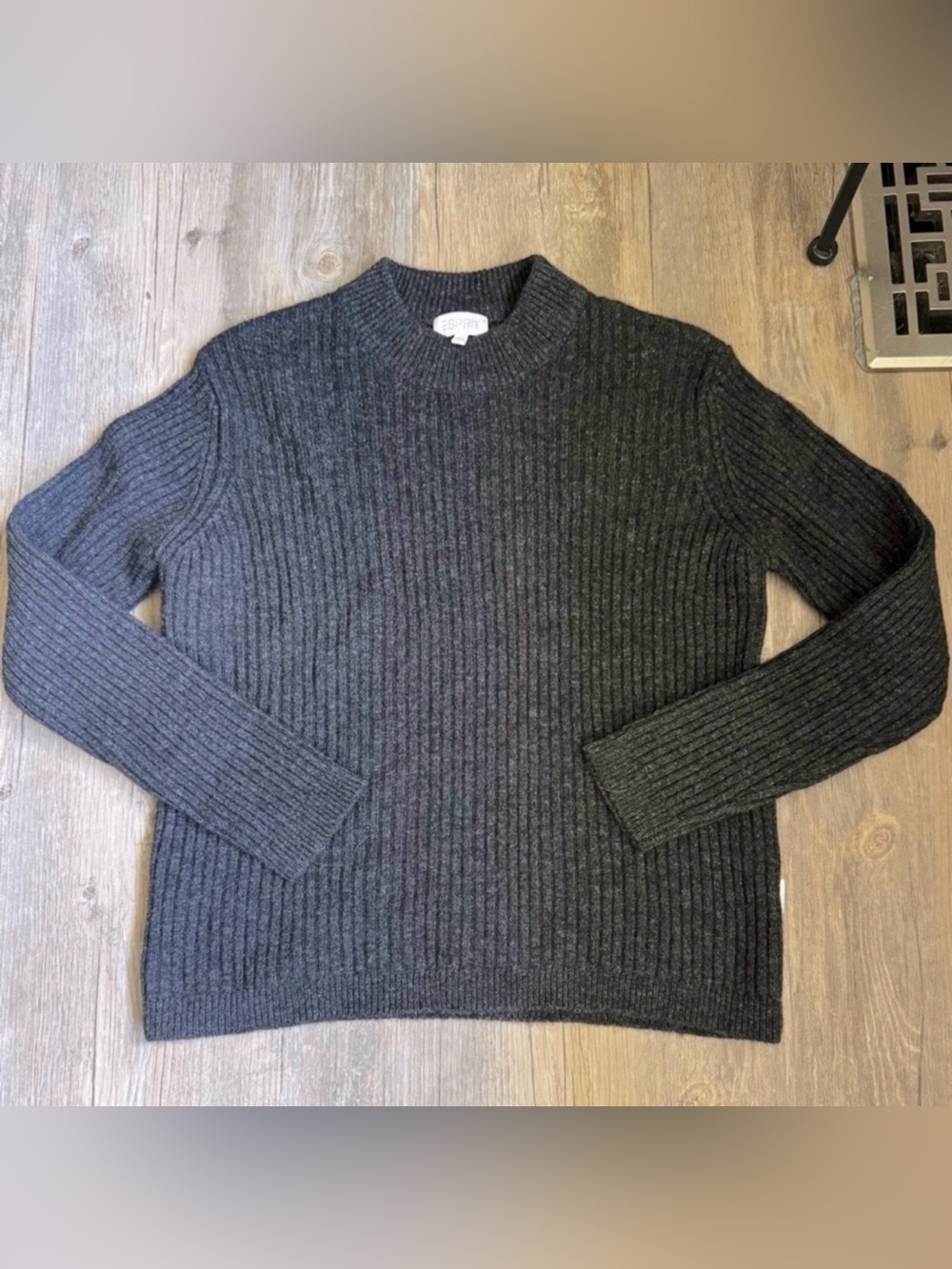 Vintage Girl’s Esprit charcoal gray ribbed knit sweater Kid Size 10